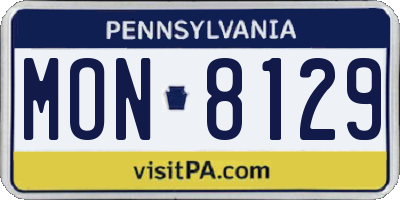 PA license plate MON8129