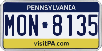 PA license plate MON8135