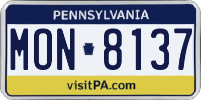 PA license plate MON8137