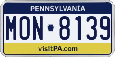 PA license plate MON8139
