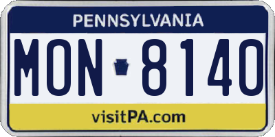 PA license plate MON8140