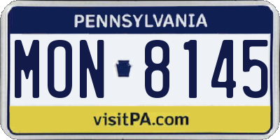 PA license plate MON8145