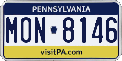 PA license plate MON8146