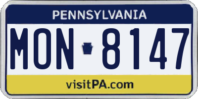 PA license plate MON8147