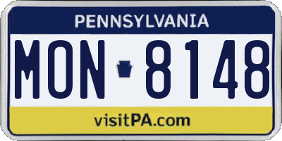 PA license plate MON8148