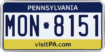 PA license plate MON8151