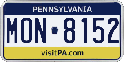 PA license plate MON8152