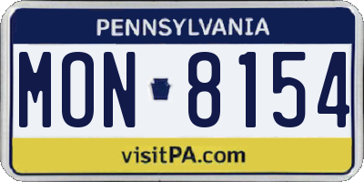 PA license plate MON8154