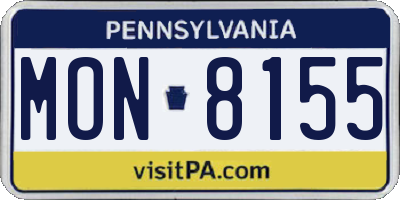 PA license plate MON8155