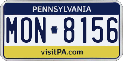 PA license plate MON8156