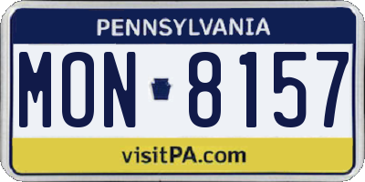 PA license plate MON8157