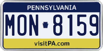PA license plate MON8159