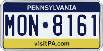 PA license plate MON8161