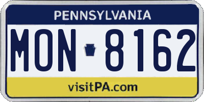 PA license plate MON8162