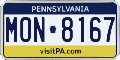 PA license plate MON8167