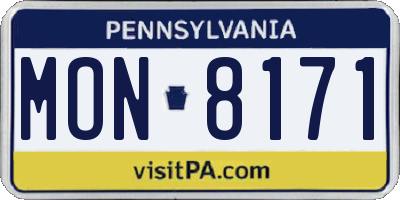 PA license plate MON8171