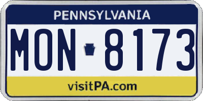 PA license plate MON8173