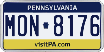 PA license plate MON8176