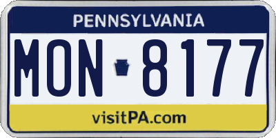 PA license plate MON8177