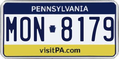PA license plate MON8179