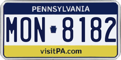 PA license plate MON8182