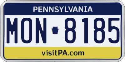 PA license plate MON8185