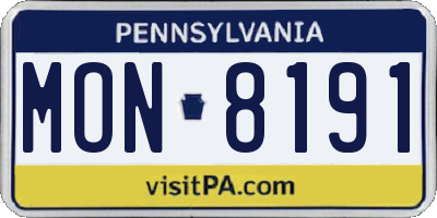 PA license plate MON8191