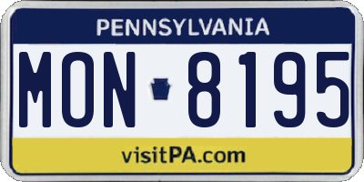 PA license plate MON8195