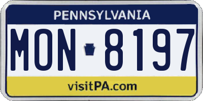 PA license plate MON8197