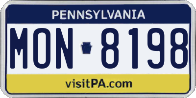 PA license plate MON8198