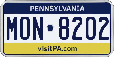 PA license plate MON8202