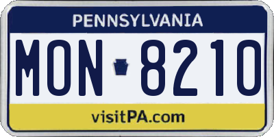 PA license plate MON8210