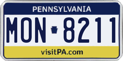 PA license plate MON8211