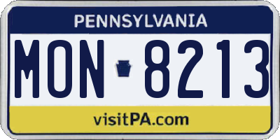 PA license plate MON8213