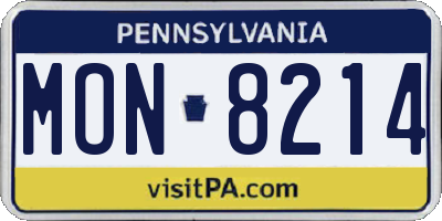 PA license plate MON8214