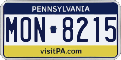 PA license plate MON8215