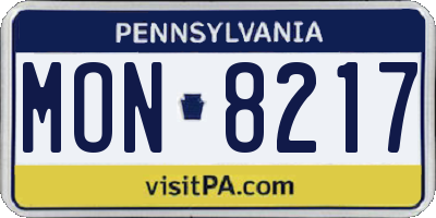 PA license plate MON8217