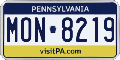 PA license plate MON8219