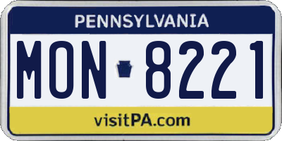 PA license plate MON8221