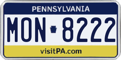 PA license plate MON8222