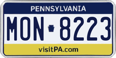PA license plate MON8223