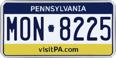 PA license plate MON8225