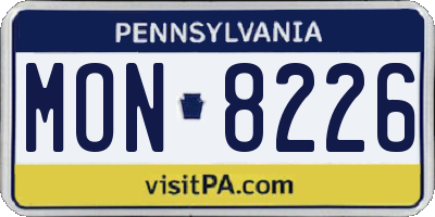 PA license plate MON8226