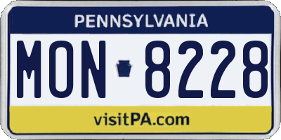 PA license plate MON8228