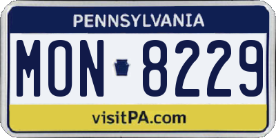PA license plate MON8229