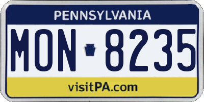 PA license plate MON8235