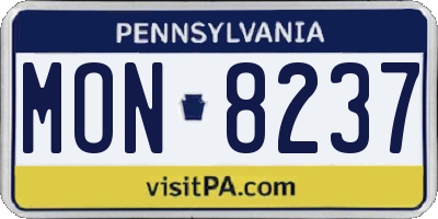 PA license plate MON8237