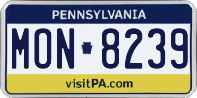 PA license plate MON8239