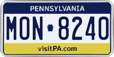 PA license plate MON8240