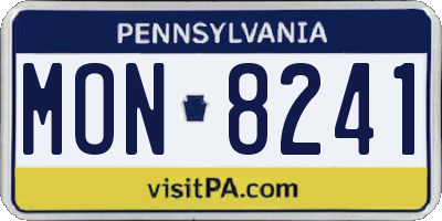 PA license plate MON8241